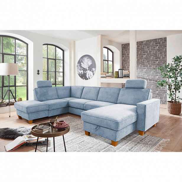 Sit & More SEDACÍ SOUPRAVA, textil, světle modrá