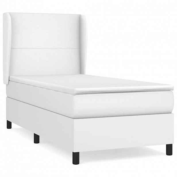 vidaXL Box spring postel s matrací bílá 100x200 cm umělá kůže