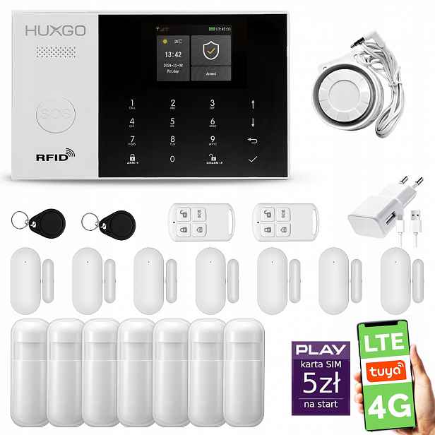 Bezdrátový alarm WiFi Gsm 4G, Tuya alarmová sada Huxgo HXA005 R7D7