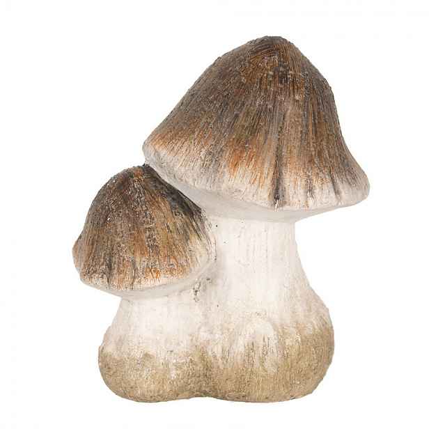 Béžovo-hnědá keramická dekorace houby Mushroom - 10*7*12 cm Clayre & Eef