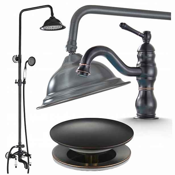 Sprchový Set s dešťovou sprchou Držák Retro Koupelnový Komplet