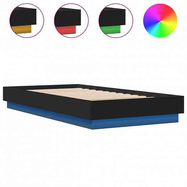 vidaXL Rám postele s LED osvětlením černý 75 x 190 cm