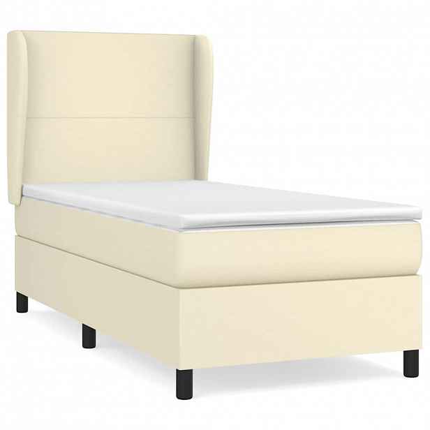 vidaXL Box spring postel s matrací krémová 100x200 cm umělá kůže