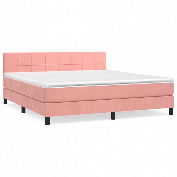 vidaXL Box spring postel s matrací růžová 160x200 cm samet
