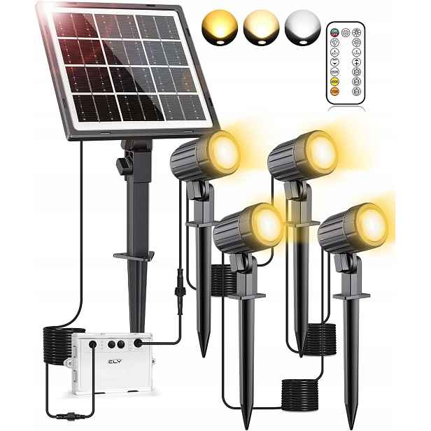 Cly Solární Led reflektory 4ks IP66 Zahradní lampy 5000 mAh Led