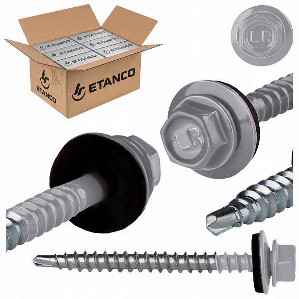 Farmářské vruty 4,8x60 mm Ral 9006 600 ks plechových vrutů Etanco GTF2 Z14