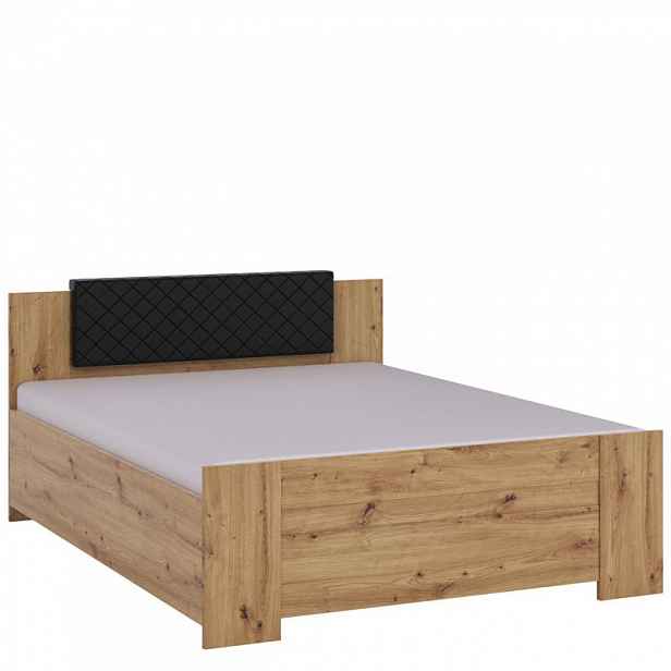 Manželská postel 160x200 CORTLAND 1 - dub artisan / černá ekokůže