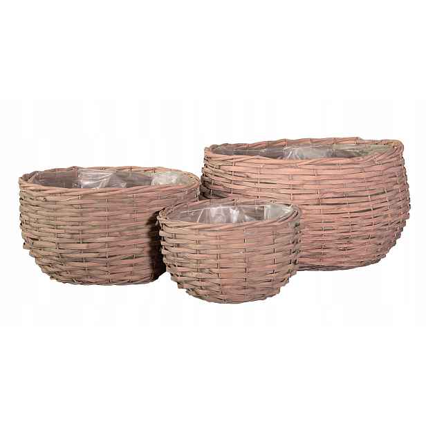Ochranný Koš na květináč proutěný zahradní velký béžový boho 3 ks