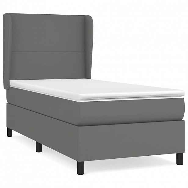 vidaXL Box spring postel s matrací šedá 100x200 cm umělá kůže