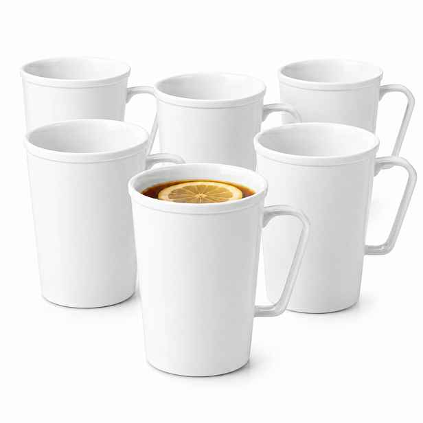 6x Velký hrnek na kávu Latte Čaje 420 ml Wilmax Bílý Vysoký Moderní