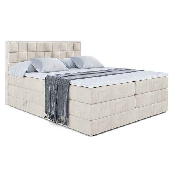 ALTDECOR BOXSPRINGOVÁ POSTEL s matrací H3/H4 - ZAFIRA-BZ KING - 200x200 cm Béžová