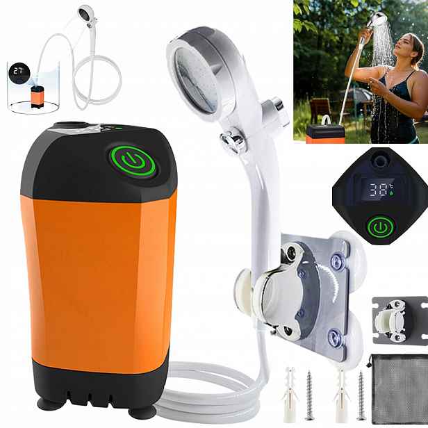 Kempingová Sprcha Turistická Solární Přenosná Venkovní Tryska 48000 Mah