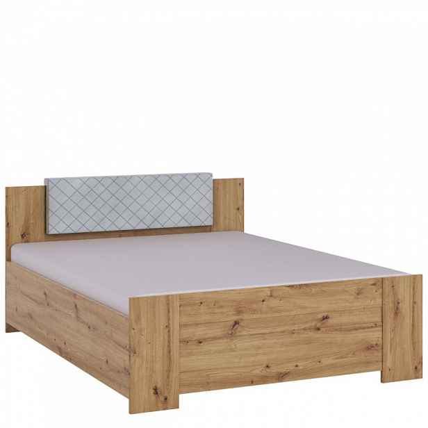 Manželská postel 160x200 CORTLAND 1 - dub artisan / bílá ekokůže