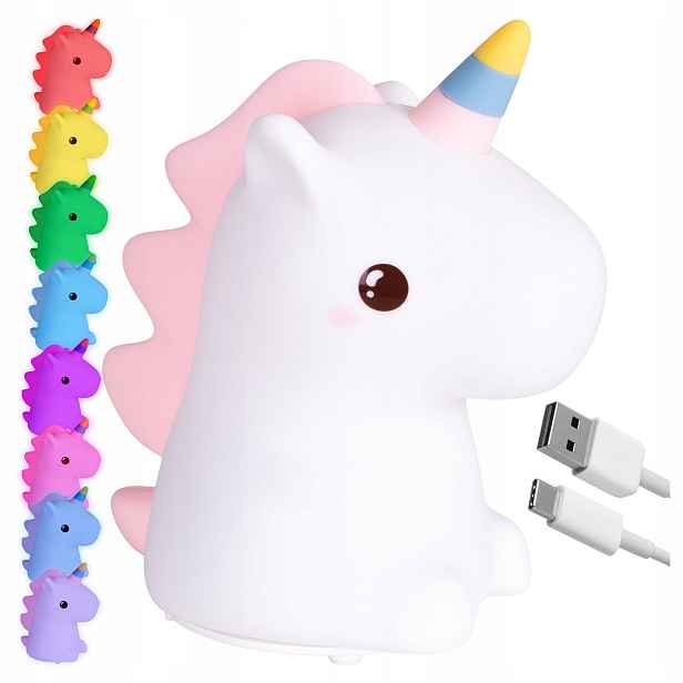 TZB Dětská stolní LED lampa Unicorn bílá