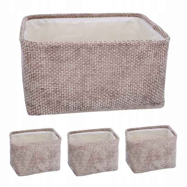 Úložné Boxy v boho stylu na komodu, sada 4 ks, hnědé