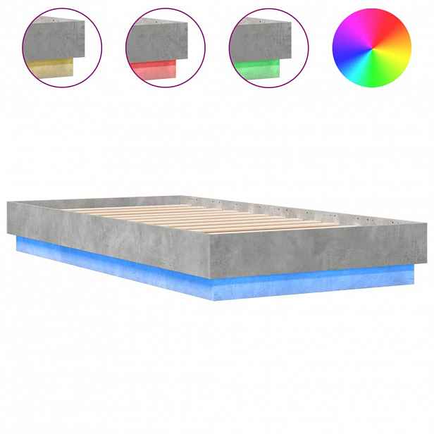 vidaXL Rám postele s LED osvětlením betonově šedý 75 x 190 cm