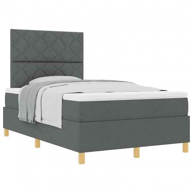 vidaXL Postel s boxspringem s čelo Tmavě šedá 120 x 190 cm textil