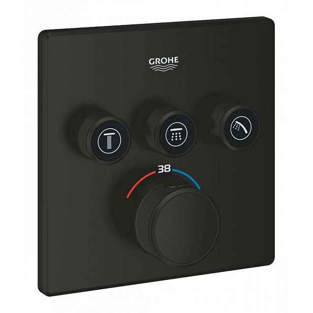 Grohe Grohtherm SmartControl - Termostatická baterie pod omítku, pro 3 spotřebiče, matná černá 291262430