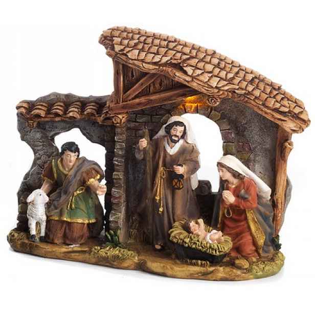 Krásný vánoční betlém s figurkami a Led Osvětlením 25 x 9 x 19 Cm