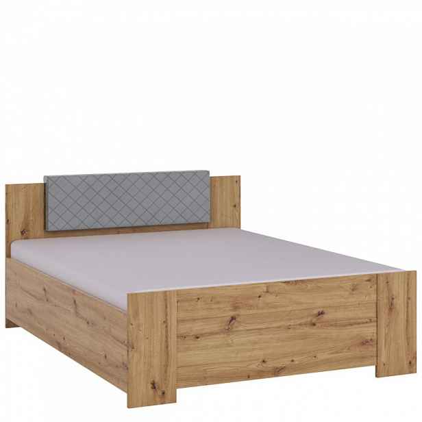 Manželská postel 160x200 CORTLAND 1 - dub artisan / šedá ekokůže