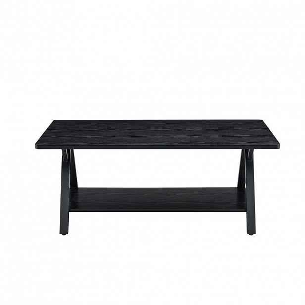 OKWISH KONFERENČNÍ stolek 110/57/44,5 cm černý z MDF a kovu s úložnou policí