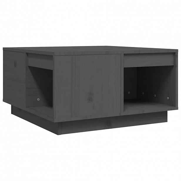 vidaXL Konferenční stolek šedý 60x61x32,5 cm masivní borové dřevo
