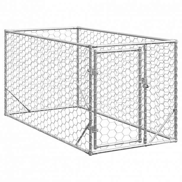 vidaXL Venkovní psí bouda s dveřmi 2x1x1 m pozinkovaná ocel