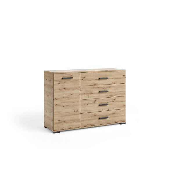 MASSENO KOMODA ALBANO, 120/83/40 cm se 4 zásuvkami, počet dvířek: 1, dub Artisan