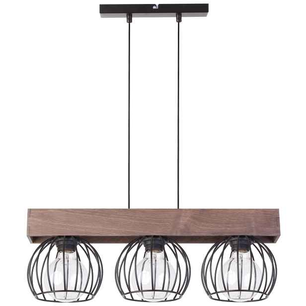 Závěsná lampa loftová industriální trojitá černá hnědá 54 cm Sigma