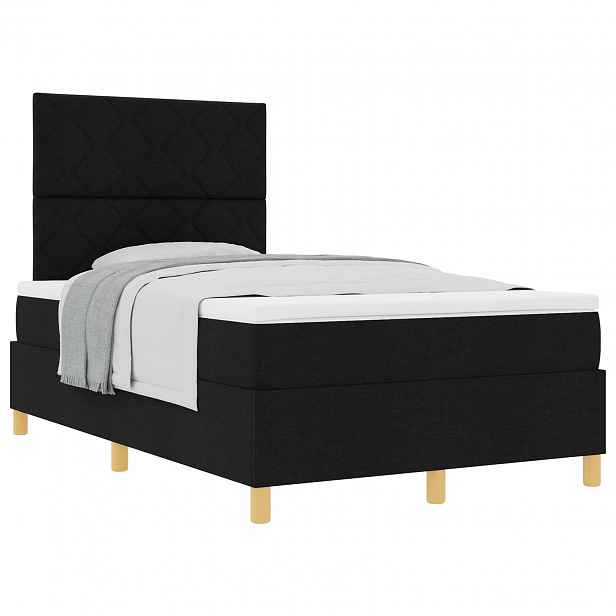 vidaXL Postel s boxspringem s čelo Černá 120 x 190 cm textil