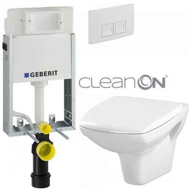 GEBERIT KOMBIFIXBasic vč. bílého tlačítka DELTA 50 + WC CERSANIT CLEANON CARINA + SEDÁTKO 110.100.00.1 50BI CA1