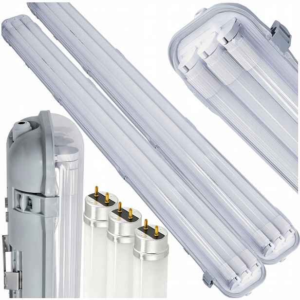 Hermetické Led svítidlo 120 cm 3xG13 s reflektorem 18W Led trubice 2x sada