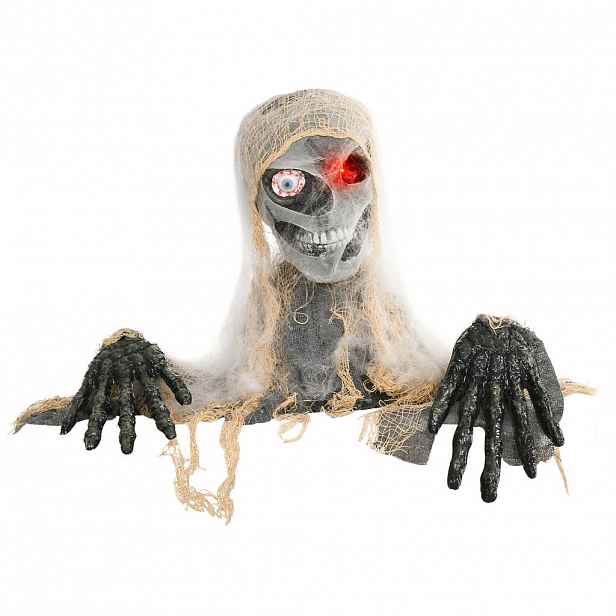 HOMCOM HALLOWEEN dekorace Jednooká mumie, plazící se mumie s červeně svítícíma očima