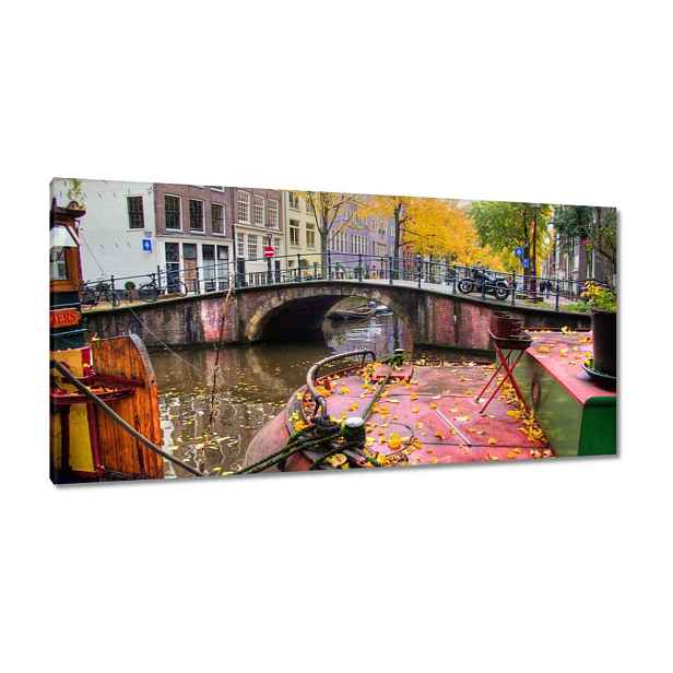 Obrazy 115x55 Růžový mostek Amsterdam