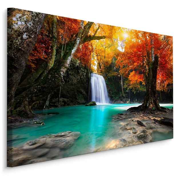 Plátno Vodopád V Podzimním Lese 3D Varianta: 70x50