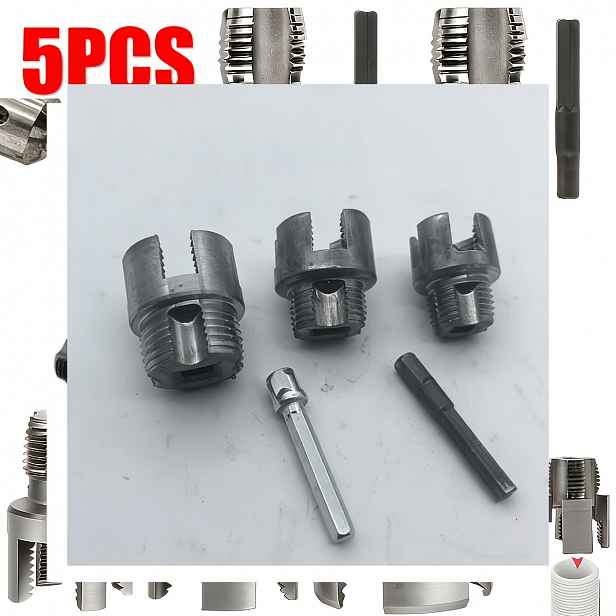 TEMU Sada 5 robustních nástrojů pro řezání závitů do trubek / Komplexní nástroj pro vnitřní a vnější řezání závitů do trubek - Velikosti 1/2", 3/4",