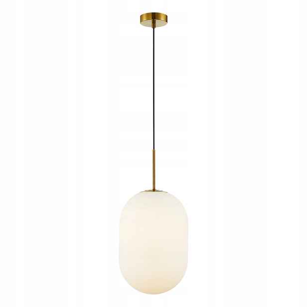 Závěsná lampa zlatá velká skleněná bílá lampa nad stůl glamour 24 cm Milagro