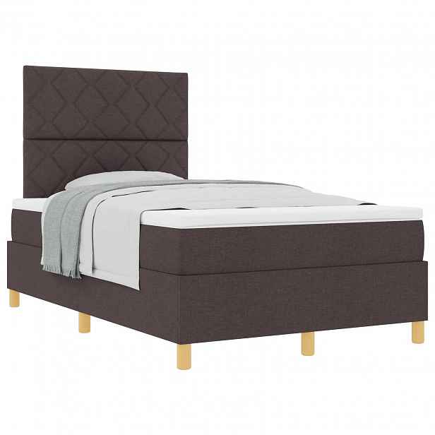 vidaXL Postel s boxspringem s čelo Tmavě hnědá 120 x 190 cm textil