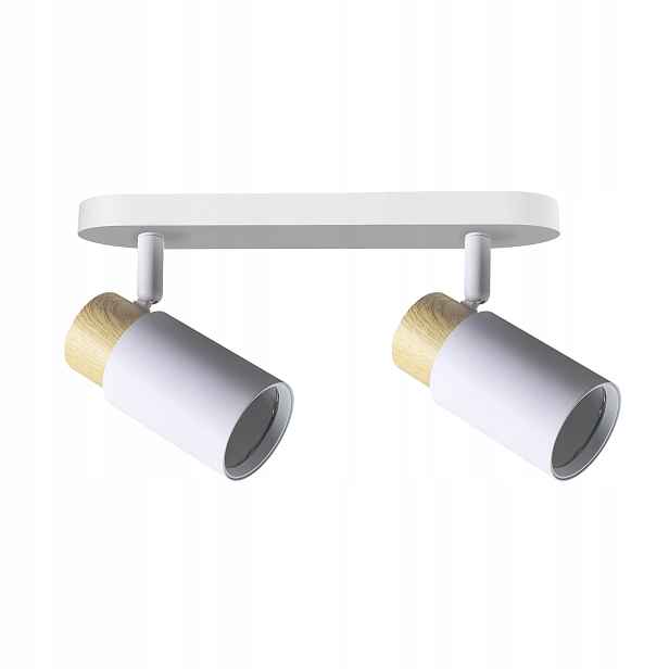 Candellux reflektor dvojitý nastavitelný bílo-dřevěný 2xGU10 15W