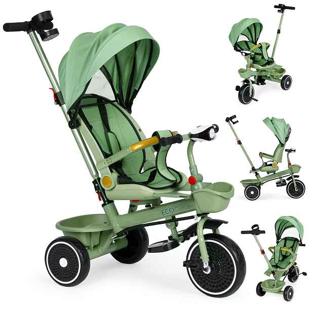 Dětská tříkolka - kočárek Ecotoys HEAVEN 2v1 zelená