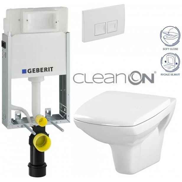GEBERIT KOMBIFIXBasic vč. bílého tlačítka DELTA 50 + WC CERSANIT CLEANON CARINA + SEDÁTKO 110.100.00.1 50BI CA2