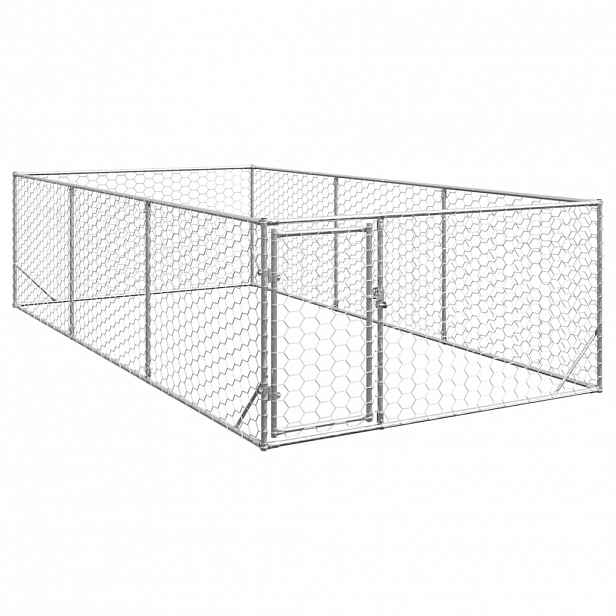 vidaXL Venkovní psí bouda s dveřmi 2x4x1 m pozinkovaná ocel