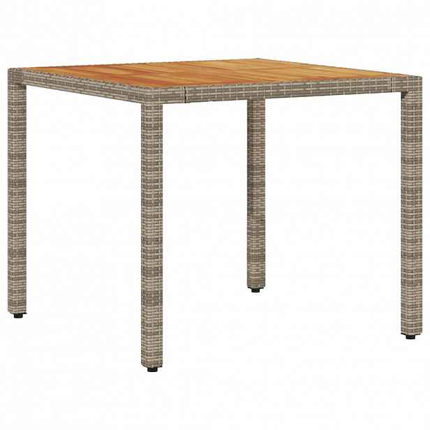 vidaXL Zahradní stůl s akáciovou deskou šedý 90 x 90 x 75 cm polyratan