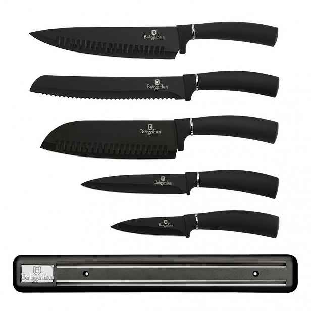 Berlinger Haus Sada nožů s magnetickým držákem 6 ks Royal Black Collection