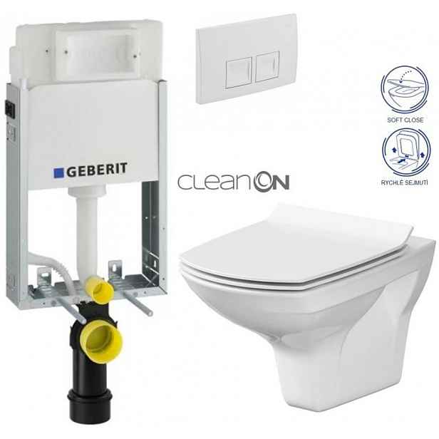 GEBERIT KOMBIFIXBasic vč. bílého tlačítka DELTA 50 + WC CERSANIT CLEANON CARINA + SEDÁTKO 110.100.00.1 50BI CA3