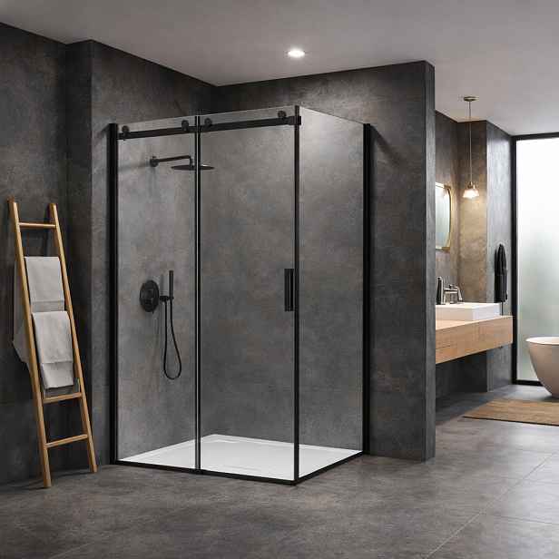 HOPA Pevná boční stěna PANEL BELVER BLACK NEW — Barva rámu - Černá, Pevná stěna - 90 cm, Směr zavírání - Univerzální Levé / Pravé, Výplň - Čiré bezpečnostní sklo - 8 mm