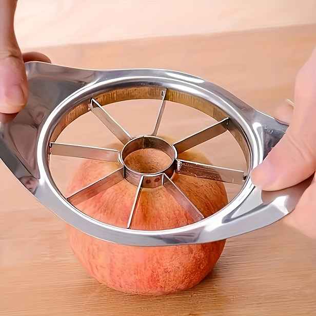 TEMU Nerezový kráječ jablek, opakovaně použitelný odstraňovač jádra a dělič, kreativní kráječ ovoce, nezbytná kuchyňská pomůcka, ideální pro venkovní