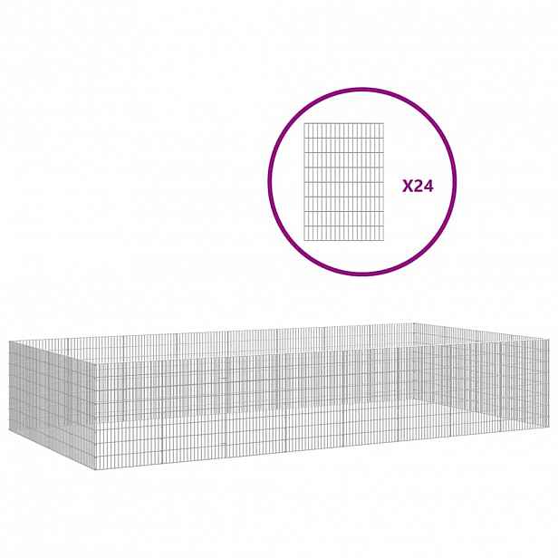 vidaXL Ohrádka pro zvířata 24 panelů 54 x 80 cm pozinkované železo