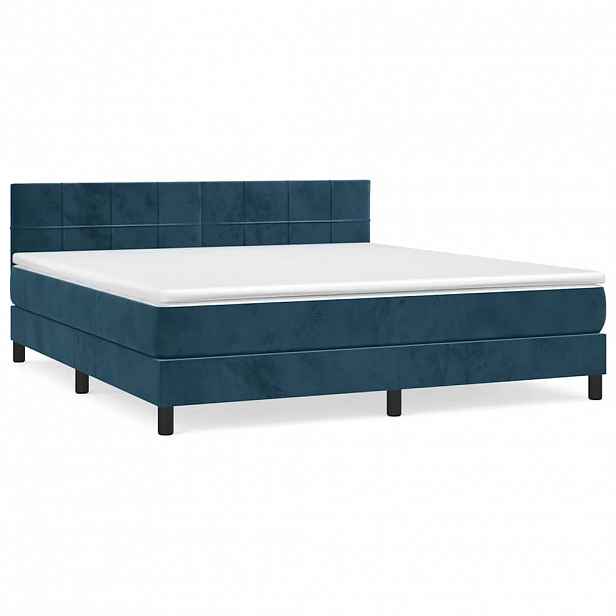 vidaXL Box spring postel s matrací tmavě modrá 180x200 cm samet