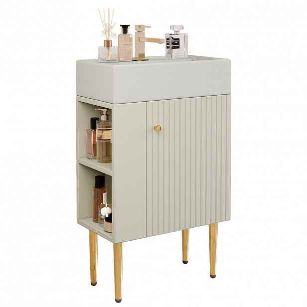 OKWISH KOUPELNOVÁ skříňka s umyvadlem 55 cm bílá z MDF se spodní stojanovou konstrukcí